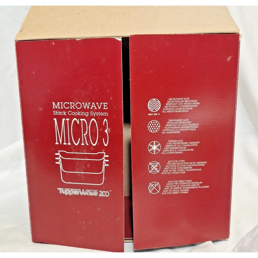 TUPPERWARE 200 Micro 3 Microwave Stack Cooking System 5 Piece incl 2 Lids‎